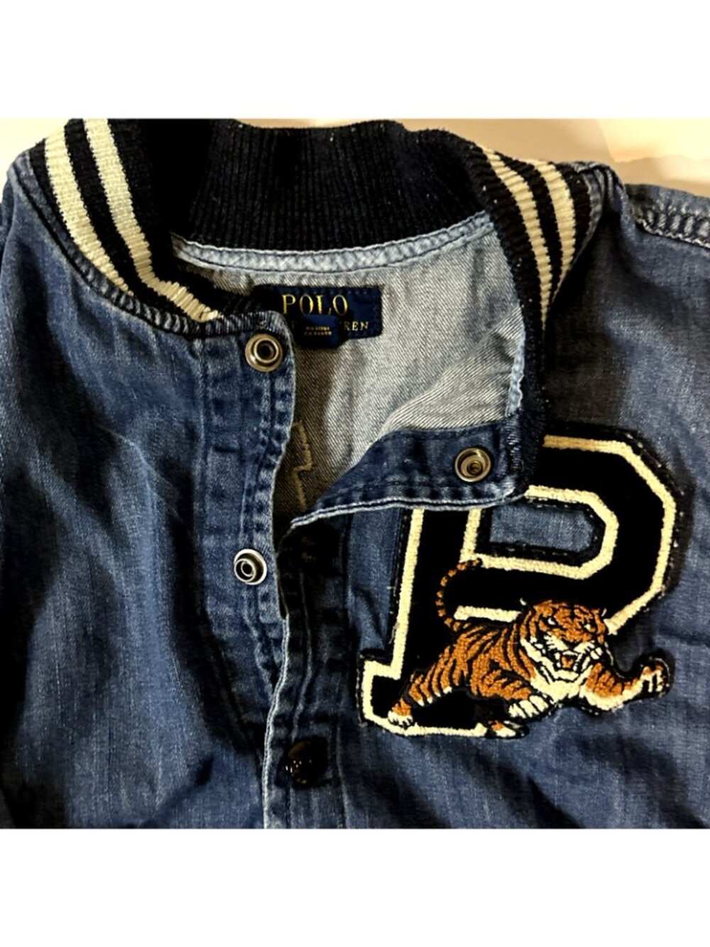 Polo Ralph Lauren Tiger Baseball Jacket Youth Junior Large Soft Lightweight - Picture 9 of 10